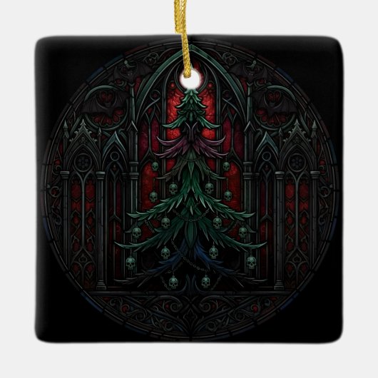 Gothic Christmas Tree Skulls  セラミックオーナメント (正面)