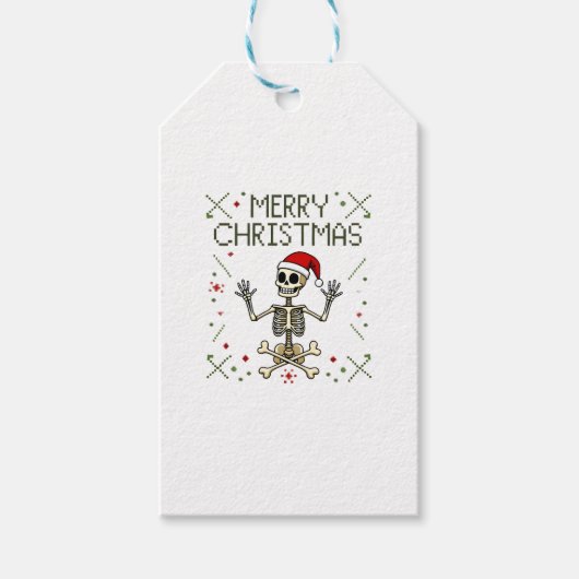 Gothic Christmas Ugly Skull Rock Christmas T-Shirt ギフトタグ (正面)