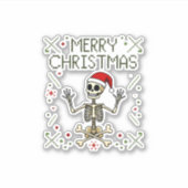 Gothic Christmas Ugly Skull Rock Christmas T-Shirt シール (正面)