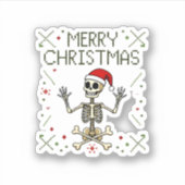 Gothic Christmas Ugly Skull Rock Christmas T-Shirt シール (正面)
