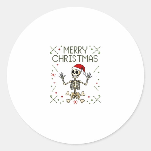 Gothic Christmas Ugly Skull Rock Christmas T-Shirt ラウンドシール (正面)