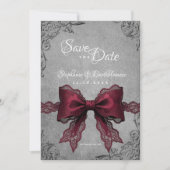 Gothic Coquette Burgundy Bow Photo Save The Date セーブザデート (正面)
