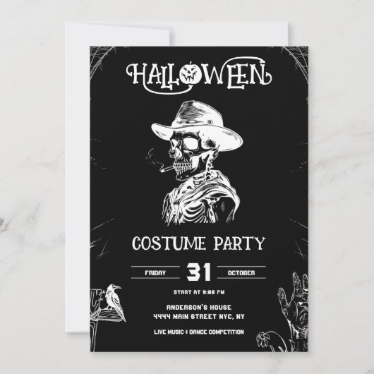 Gothic Cowboy Skeleton Art 招待状 (正面)