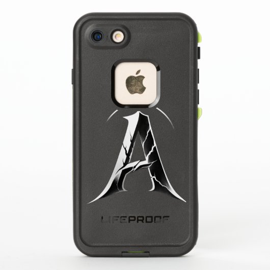 Gothic Cracked Initial A Phone Case - Dark Minimal LifeProof iPhoneケース (裏面)