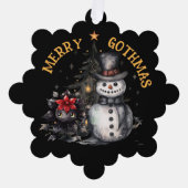 Gothic Creepy Snowman And Christmas Tree オーナメントカード (正面)