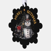 Gothic Creepy Snowman And Christmas Tree オーナメントカード (左)