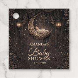 Gothic Crescent Moon Stars Baby Shower フェイバータグ