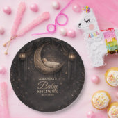 Gothic Crescent Moon Stars Baby Shower ペーパープレート (パーティー)