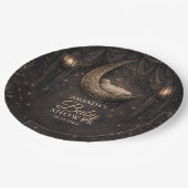 Gothic Crescent Moon Stars Baby Shower ペーパープレート (アングル)