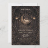 Gothic Crescent Moon Stars Baby Shower Invitation (正面)
