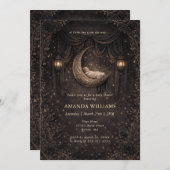 Gothic Crescent Moon Stars Baby Shower Invitation (正面/裏面)