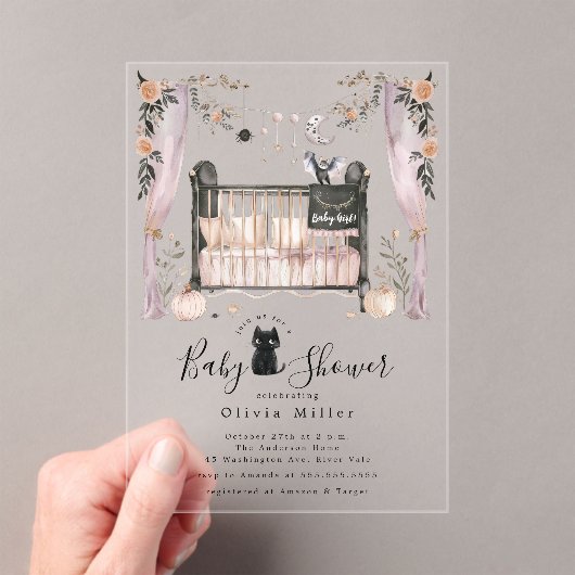 Gothic Crib Baby Shower Invitation アクリル招待状 (インサイチュ (ポータブル))
