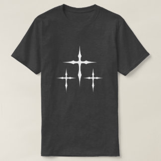 Gothic Cross T-Shirt – Minimal White Triple Cross  Tシャツ