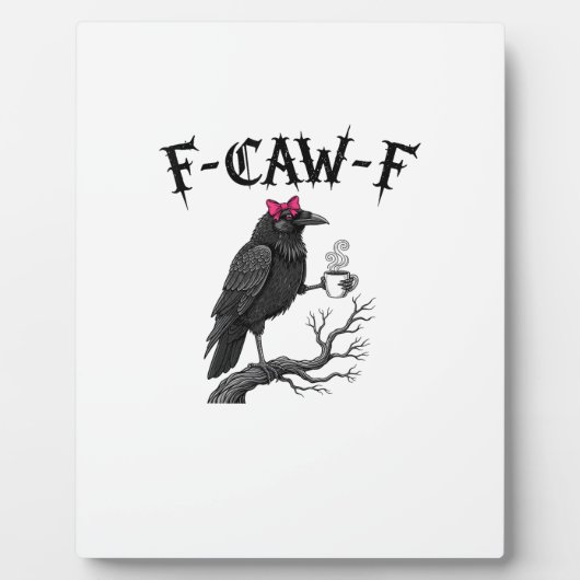 Gothic Crow F-Caw-F Bird Funny Halloween Raven フォトプラーク (正面)