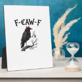Gothic Crow F-Caw-F Bird Funny Halloween Raven フォトプラーク (側面)