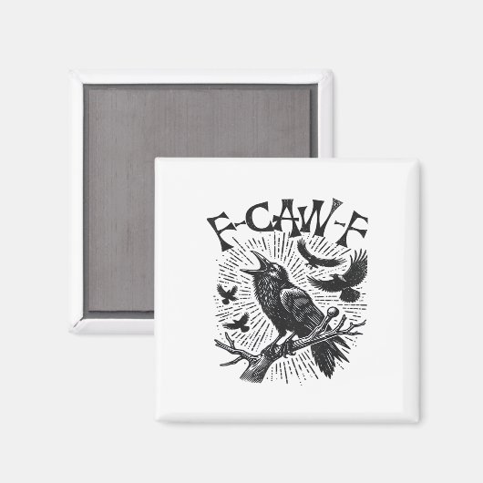 Gothic Crow F-Caw-F Humor Funny Essential Retro Cl マグネット (正面/裏面)