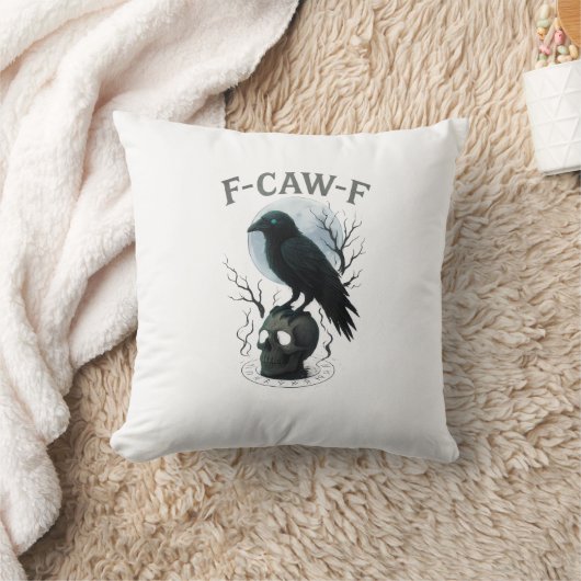 Gothic Crow F Caw F Raven Skull Halloween Graphic  クッション (ブランケット)