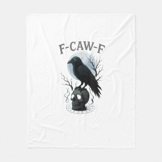 Gothic Crow F Caw F Raven Skull Halloween Graphic  フリースブランケット (正面)