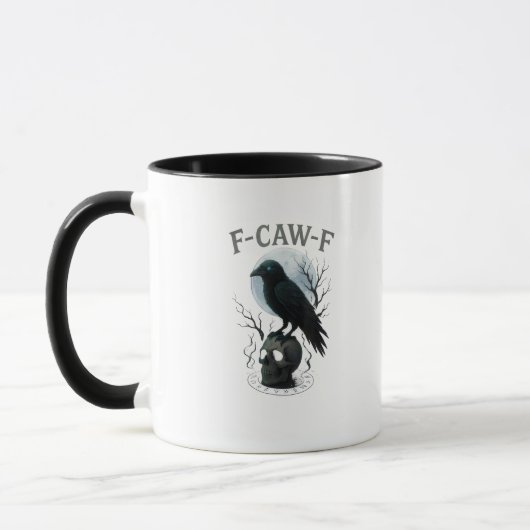 Gothic Crow F Caw F Raven Skull Halloween Graphic  マグカップ (左)
