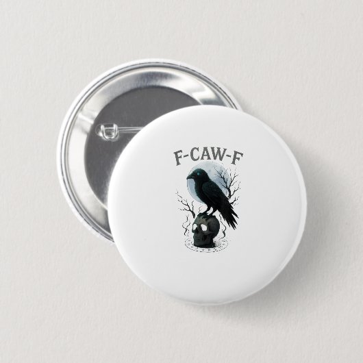 Gothic Crow F Caw F Raven Skull Halloween Graphic  缶バッジ (正面&裏面)