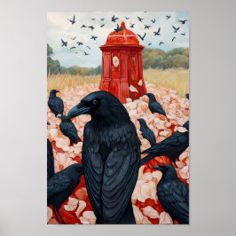 Gothic Crow Gathering Red Monument surreal poster ポスター