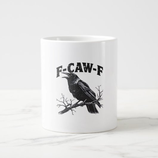 Gothic Crow Humor F-Caw-F Funny Essential ジャンボコーヒーマグカップ (正面)