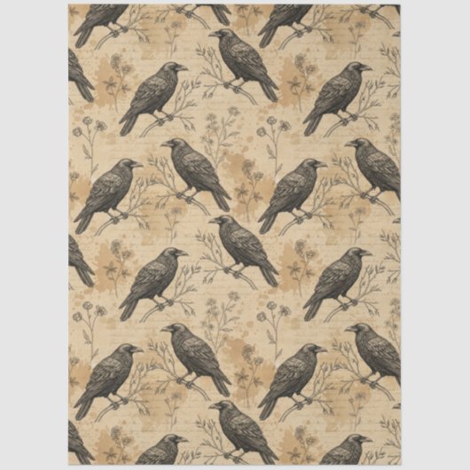 Gothic Crow Pattern Decoupage Tissue Paper 薄葉紙 (正面)