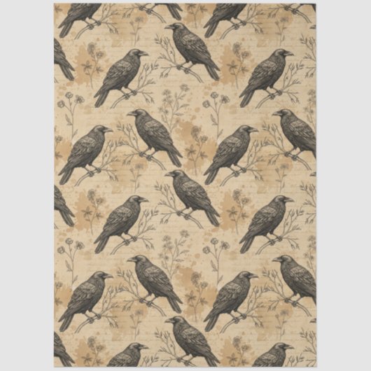 Gothic Crow Pattern Tissue Paper 薄葉紙 (正面)