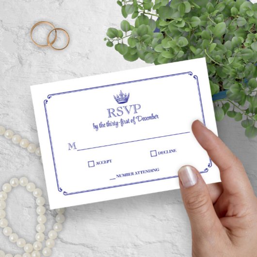 Gothic Crown Royal Blue Medieval or Fantasy RSVP