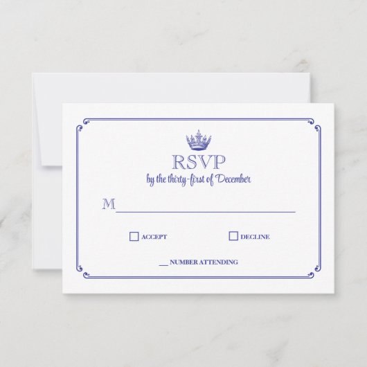 Gothic Crown Royal Blue Medieval or Fantasy RSVP (正面)