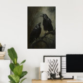 Gothic Crows Art Printable, Birds On Branch Dark ポスター (ホームオフィス)