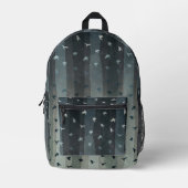 Gothic Crows Flying Silhouette Ombre Stripes プリントバックパック (正面)