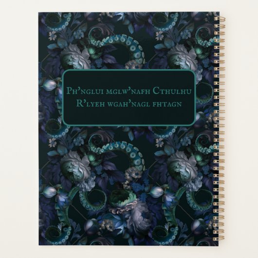 Gothic Cthulhu Turquoise Tentacle Personalized プランナー手帳 (裏面)