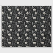 Gothic Dahlia and Fern Seamless Woodcut Pattern ラッピングペーパー (フラット)