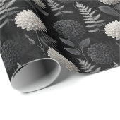 Gothic Dahlia and Fern Seamless Woodcut Pattern ラッピングペーパー (ロールコーナー)