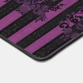 Gothic Damask Purple & Black Striped Desk Mat  デスクマット (コーナー)