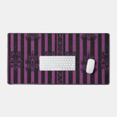 Gothic Damask Purple & Black Striped Desk Mat  デスクマット (キーボード&マウス)
