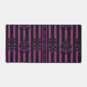 Gothic Damask Purple & Black Striped Desk Mat  デスクマット (正面)
