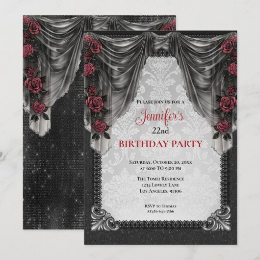 Gothic Dark Birthday invitation 招待状 (正面/裏面)