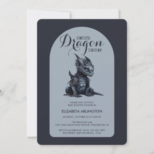 Gothic Dark Dragon Baby Shower Invitation 招待状 (正面)
