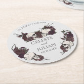 Gothic Dark Floral Til Death Wedding ラウンドペーパーコースター (アングル)