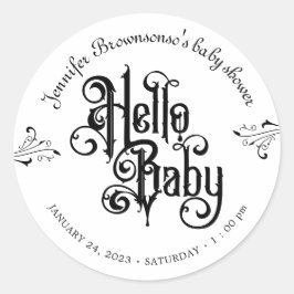 Gothic Dark Hello Baby Shower ラウンドシール