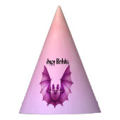 Gothic Dark Pink Flying Spooky Birthday Bat パーティーハット (正面)