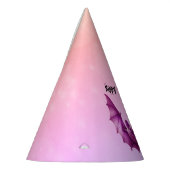 Gothic Dark Pink Flying Spooky Birthday Bat パーティーハット (左)