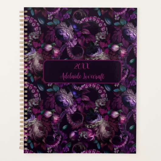 Gothic Dark Pink Tentacle With Flower Personalized プランナー手帳 (正面)