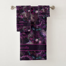 Gothic Dark Pink Tentacle With Flowers Bath Towel バスタオルセット