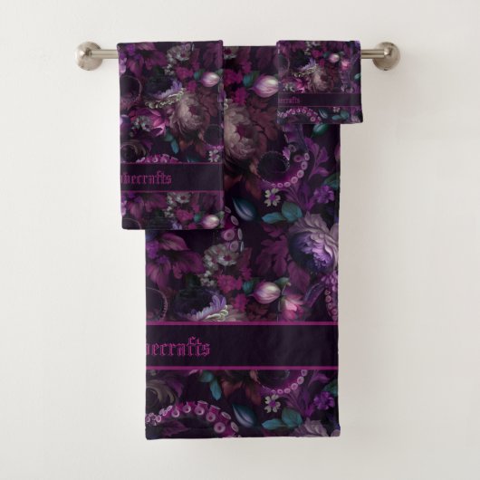Gothic Dark Pink Tentacle With Flowers Bath Towel バスタオルセット (インサイチュ)