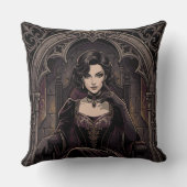 Gothic Dark Queen Vampire Royalty Fantasy Portrait クッション (裏面)