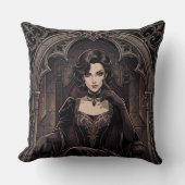 Gothic Dark Queen Vampire Royalty Fantasy Portrait クッション (正面)