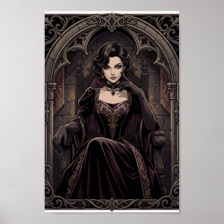 Gothic Dark Queen Vampire Royalty Fantasy Portrait ポスター